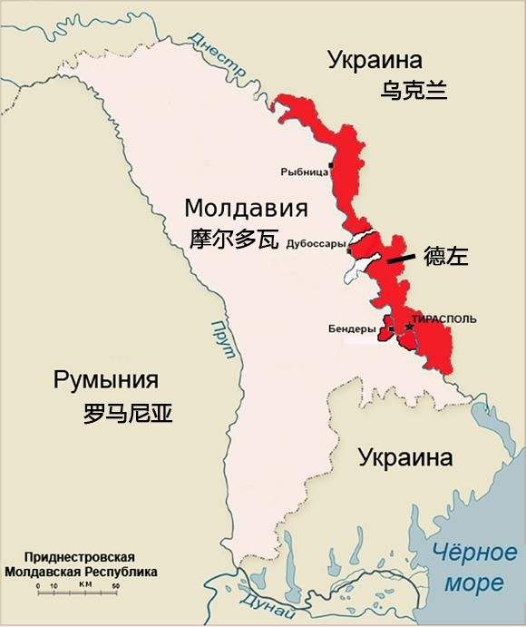这块土地位于摩尔多瓦和黑海之间,刚好挡住了摩尔多瓦的出海口,让