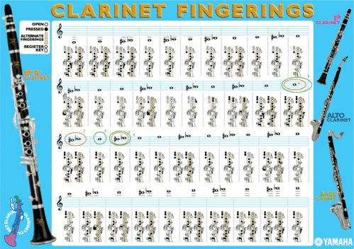 单簧管各调指法对照表图片