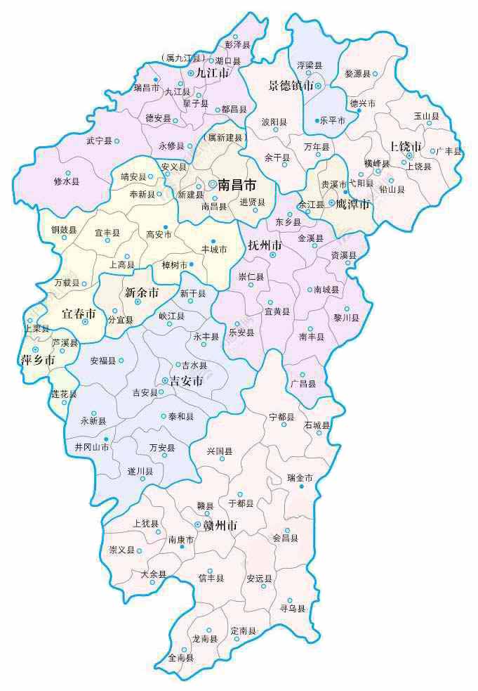 江西省地图各市县详细图片