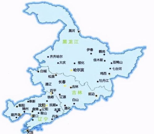 东三省地图 放大图片