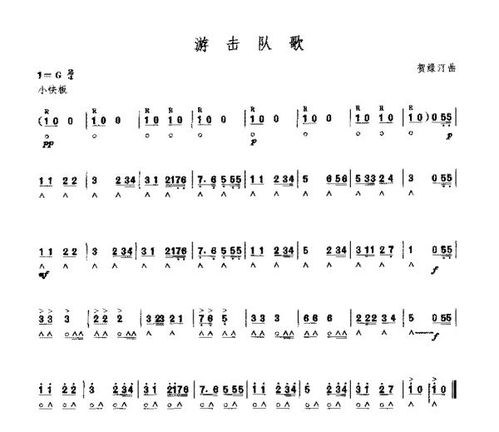 铁道游击队之歌的简谱