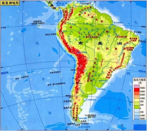 南美洲主要山脉分布图图片