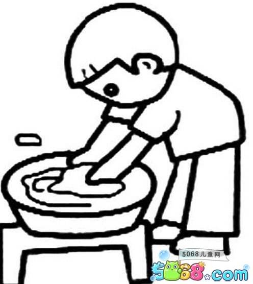 洗衣服的小女孩怎么涂色