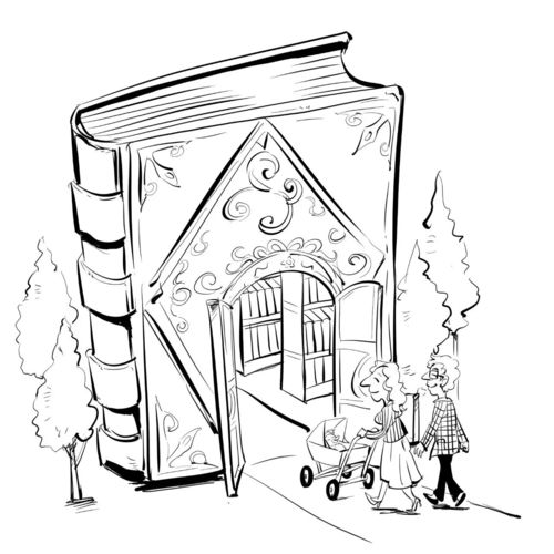 儿童简笔画的"图书馆"怎么画?