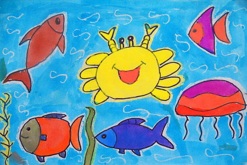 海洋世界简笔画今天爸爸送小明去上画画课这次课老师教他们画的是海底