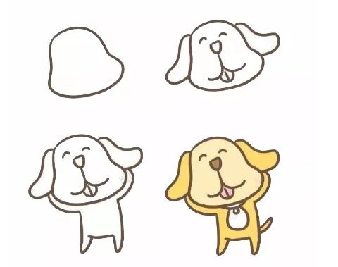 最简单最可爱的小狗怎么画?(图片)
