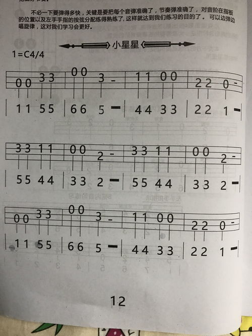 这个《小星星》尤克里里的乐谱怎么看