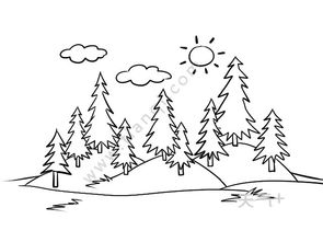 再在前面花一些简单的树丛,最后在大树的后面画一些远处的树和树丛