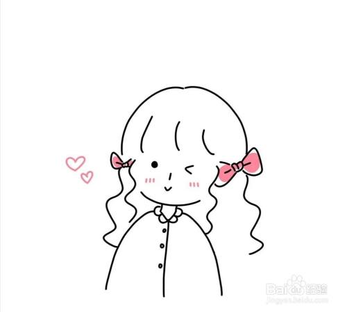 少女简笔画步骤画法教程 步骤一:先画出一个歪着的头,首先画出中间有