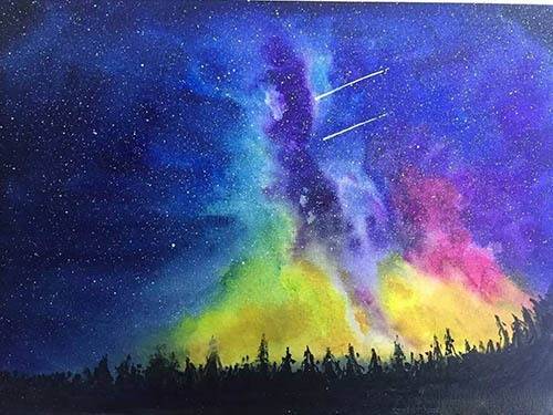 怎样才能只用彩铅画出一幅星空画没有高光没有修正液,但是可以画出一