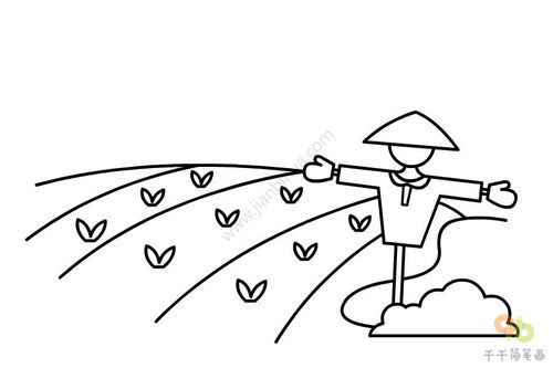 一幅动物耕田的简笔画