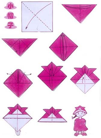 帽子折纸步骤图图片