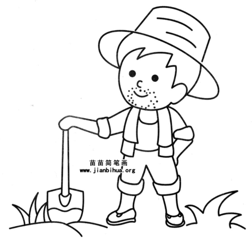 农夫儿童简笔画简单图片