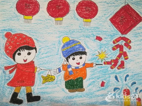 春节绘画作品二年级图片