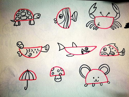 线条要流畅,线要闭合,弧形尽量圆滑,在半圆内部画几条与外侧的半圆