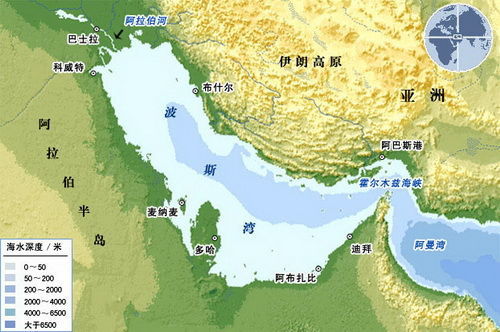 波斯湾的地理位置图片