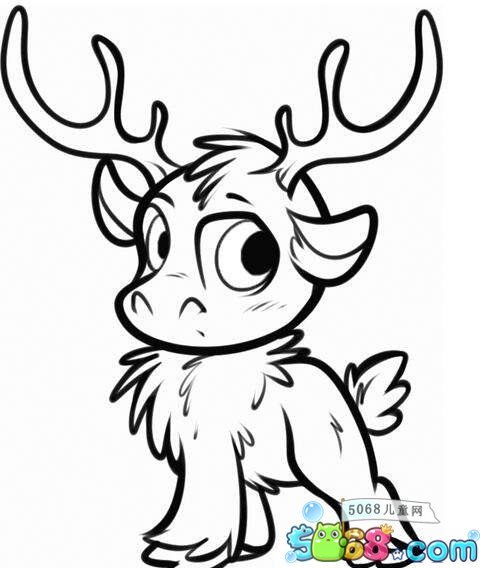 准备工具:铅笔,彩笔,橡皮画法步骤:画九色鹿的头部.2.