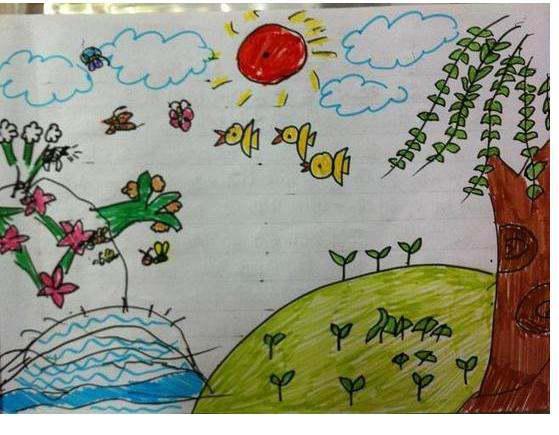 7一9岁儿童画春天,简单画春天的景色