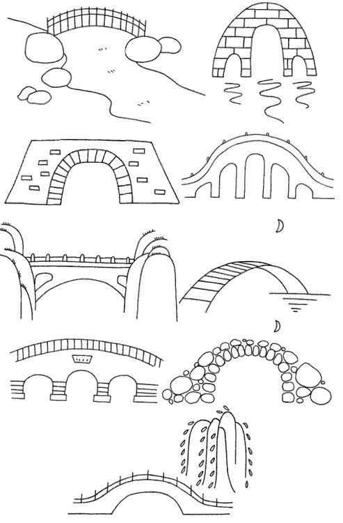 石拱桥的简笔画图片