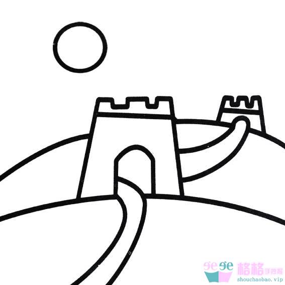 长城的画法如下:1,先画出万里长城的瞭望塔.2,再画出万里长城的城墙.