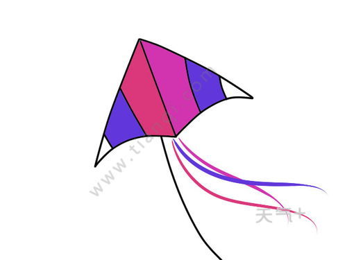 首先我们画出风筝的形状,画一个菱形,在菱形中画上一个十字骨架,简单