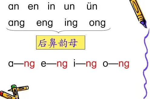 音节后边只有n的是前鼻音韵母.
