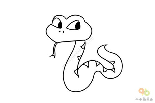 超简单的蛇简笔画步骤图?