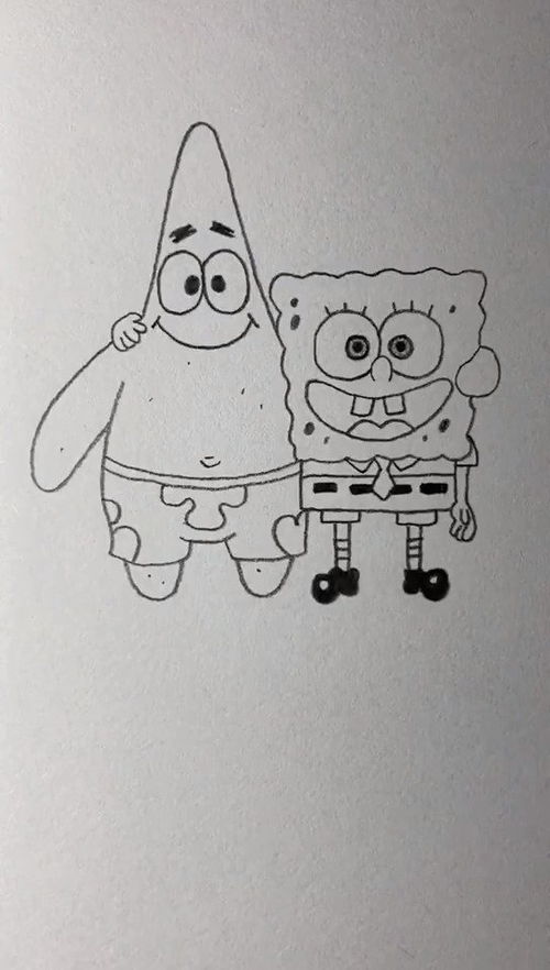 如何用简笔画海绵宝宝?